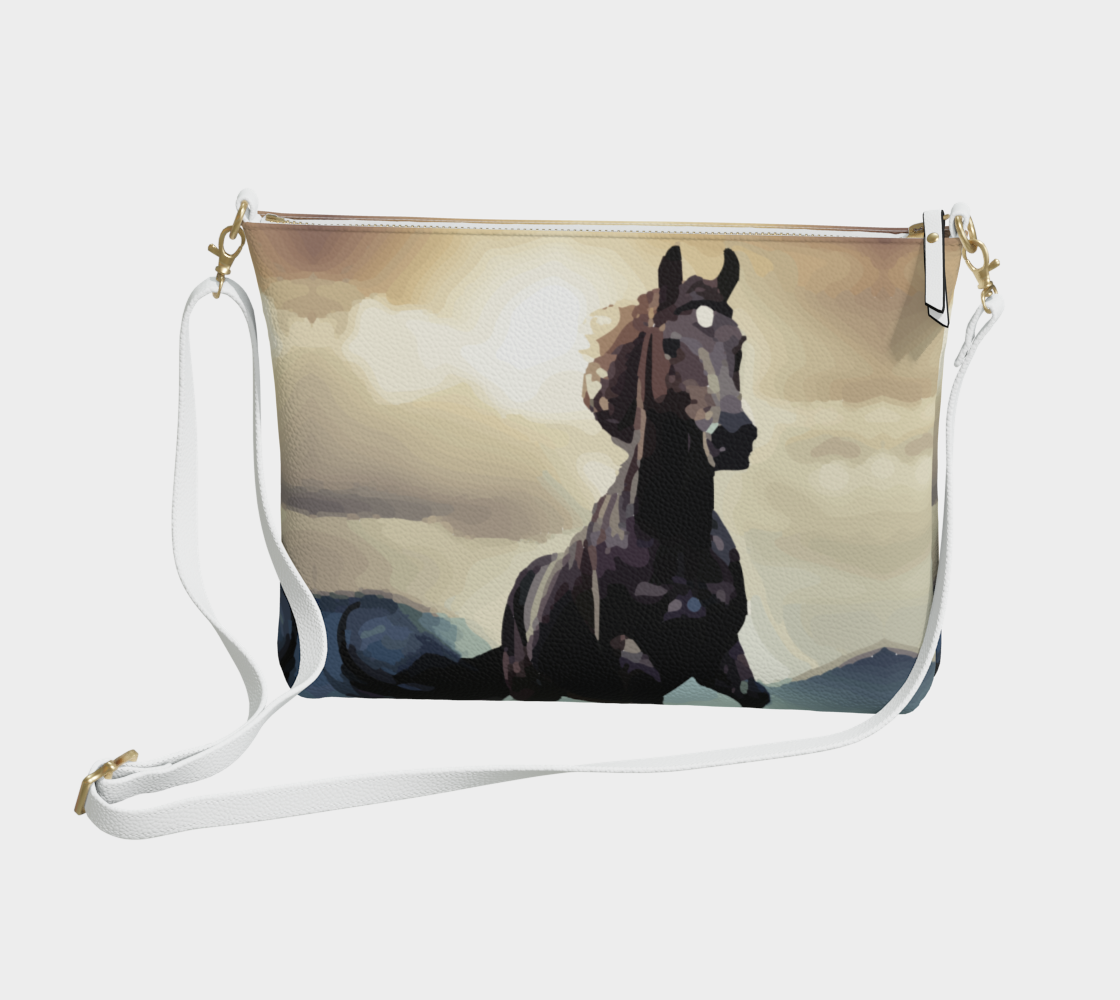 Wild Black Horse Vegan Leather Crossbody Bag
