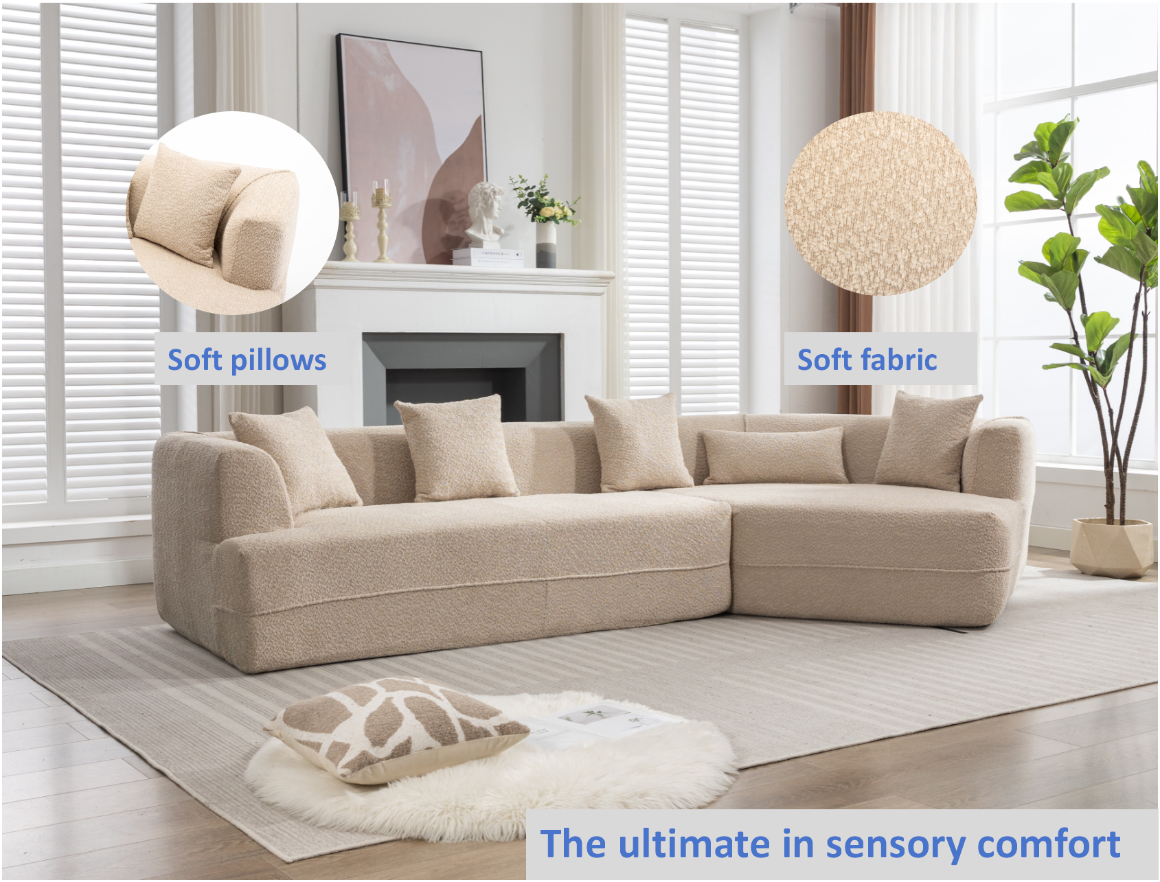 [VIDEO PROVIDED][ New And Upgraded Extended Edition]Modular sofa , modern minimalist style sofa,  upholstered ,  free combination, round fiber fabric, anti-wrinkle fabric,Dimension extension,Brown