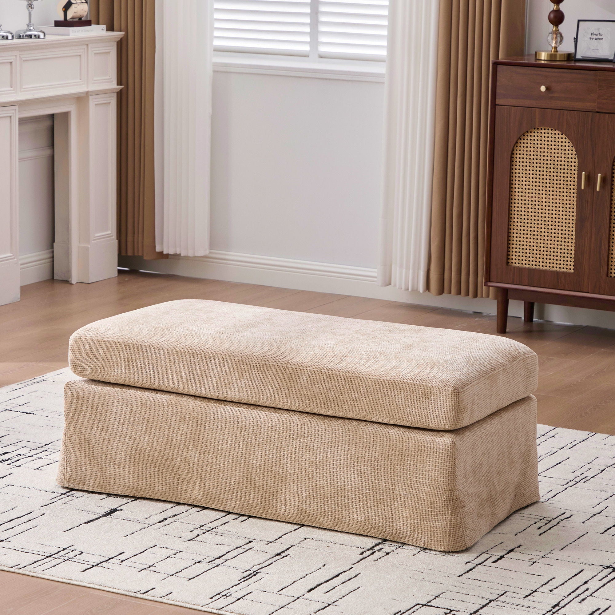 Ottoman Foot Stool With Metal Legs