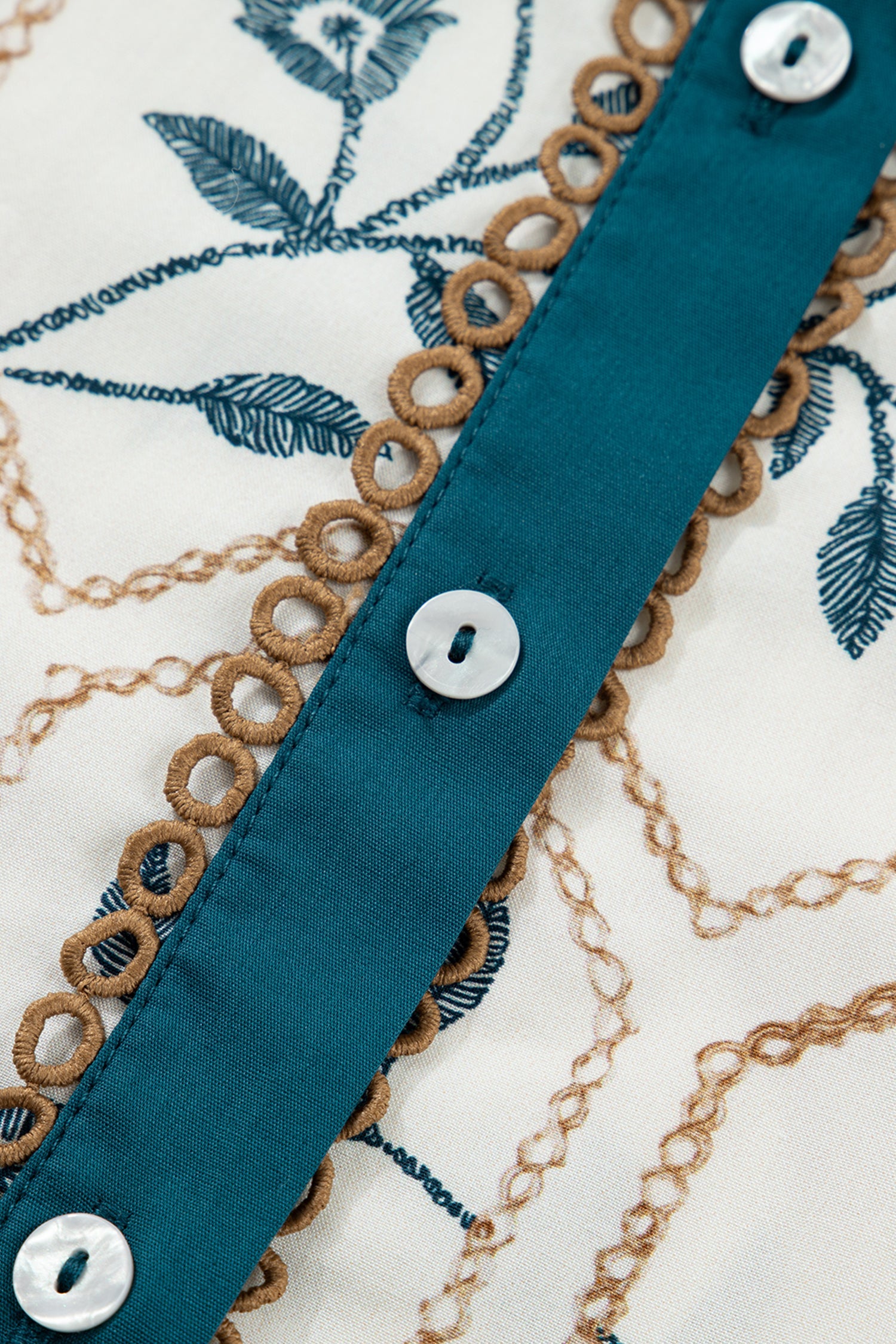 Floral Geometric Lace Trim Collared Mini Dress
