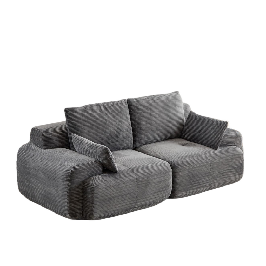 Modern Memory Foam Compressed Sofa,2 Seater Large Sectional Couches for Living Room,Pet-Friendly Cloud Modular Sectional Sofa,Corduroy Fabric,Extra Deep Loveseat,No Assembly required, Grey