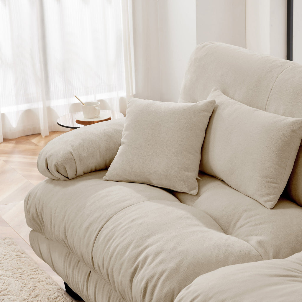 Cloud Couch 2 Seater Sofa for Living Room, Chenille 2 - Seat sofa with 2 Lumbar pillows and 2 throw pillows,Chenille Light coffee