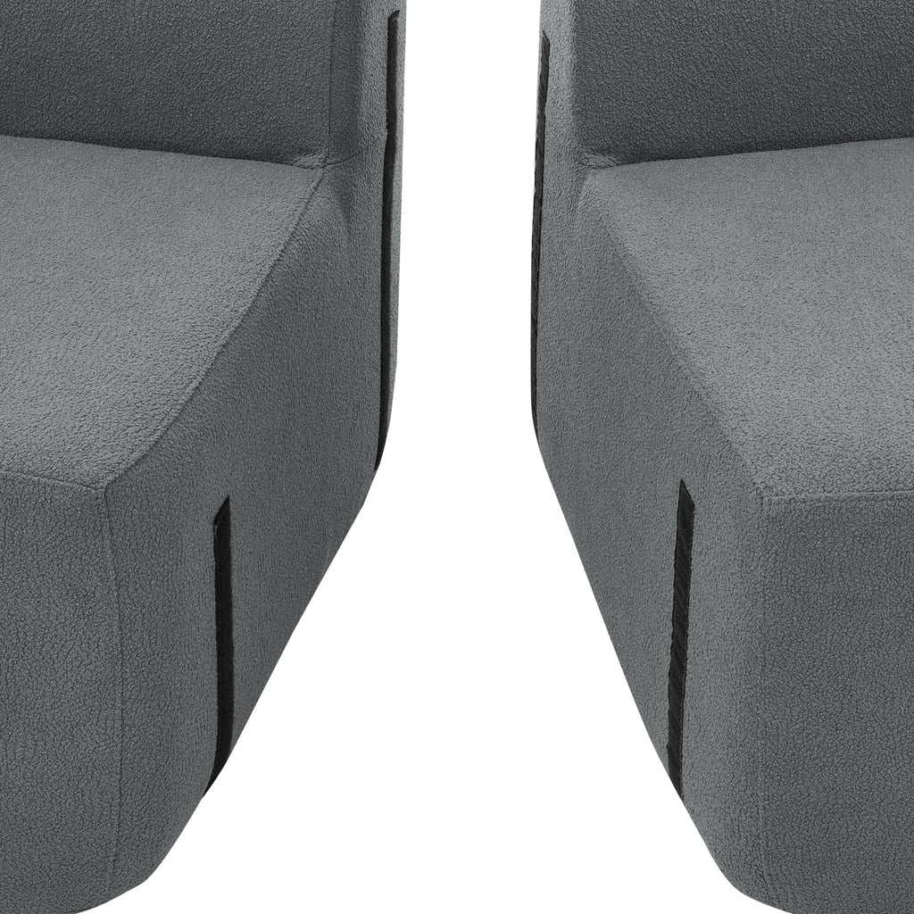 Curved Modular Sectional Sofa in Lamb's Wool Fabric, Modern Minimalist Style, Compressed (No Assembly Required), Comfy for Living Room & Bedroom - Gray