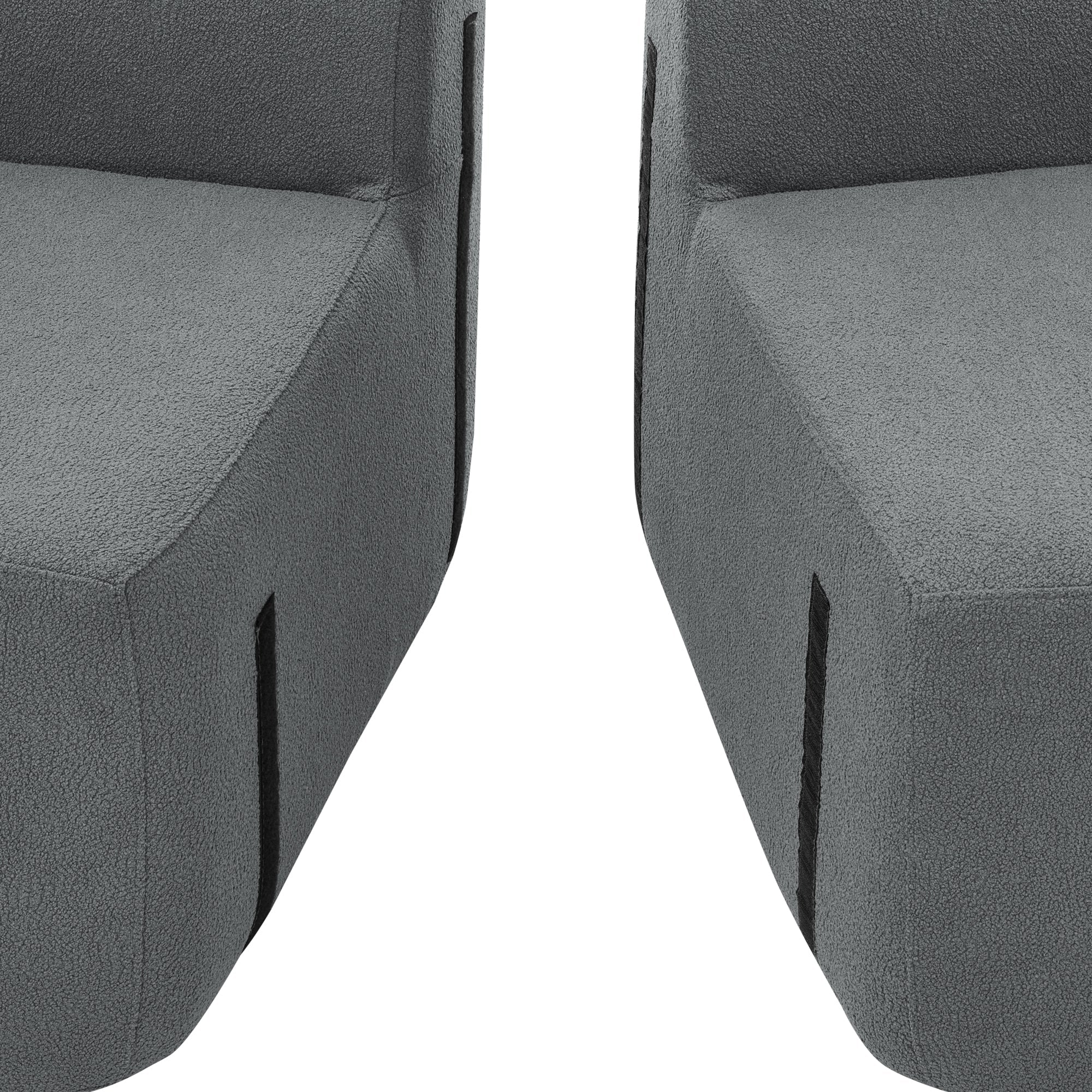 Curved Modular Sectional Sofa in Lamb's Wool Fabric, Modern Minimalist Style, Compressed (No Assembly Required), Comfy for Living Room & Bedroom - Gray