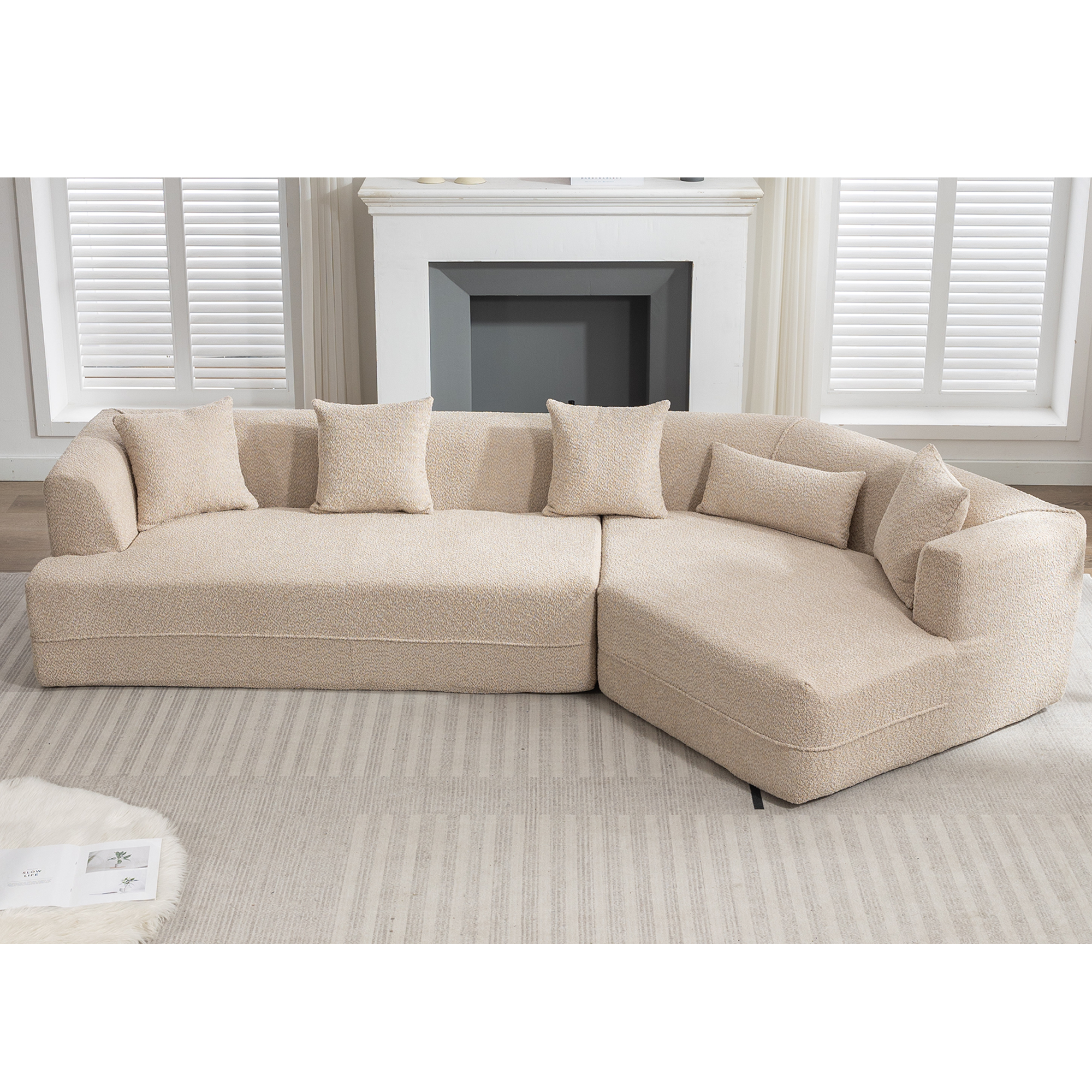 [VIDEO PROVIDED][ New And Upgraded Extended Edition]Modular sofa , modern minimalist style sofa,  upholstered ,  free combination, round fiber fabric, anti-wrinkle fabric,Dimension extension,Brown