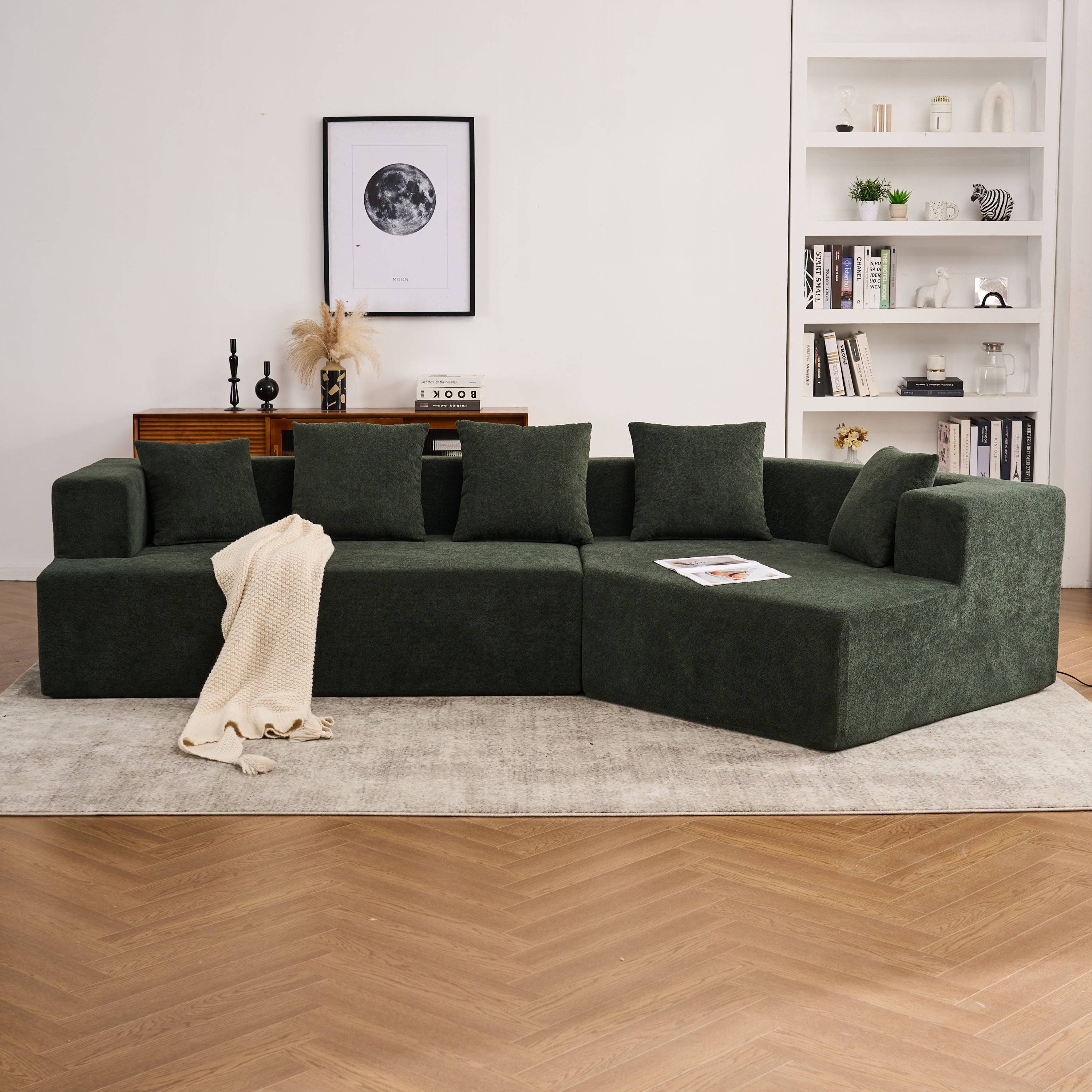 Memory Foam Couch, No Installation & Easy to Transport, Deep Seat Modern Sofa with Chenille Fabric, Couch for Living Room, Bedroom, Apartment, Home Office