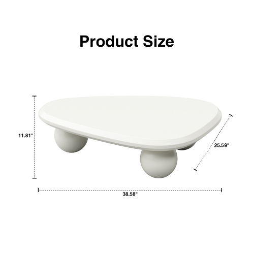 Cloud Coffee Table with 3 Ball Legs Modern Wooden Accent Center Table Unique Accent Table for Small Spaces for Living Room