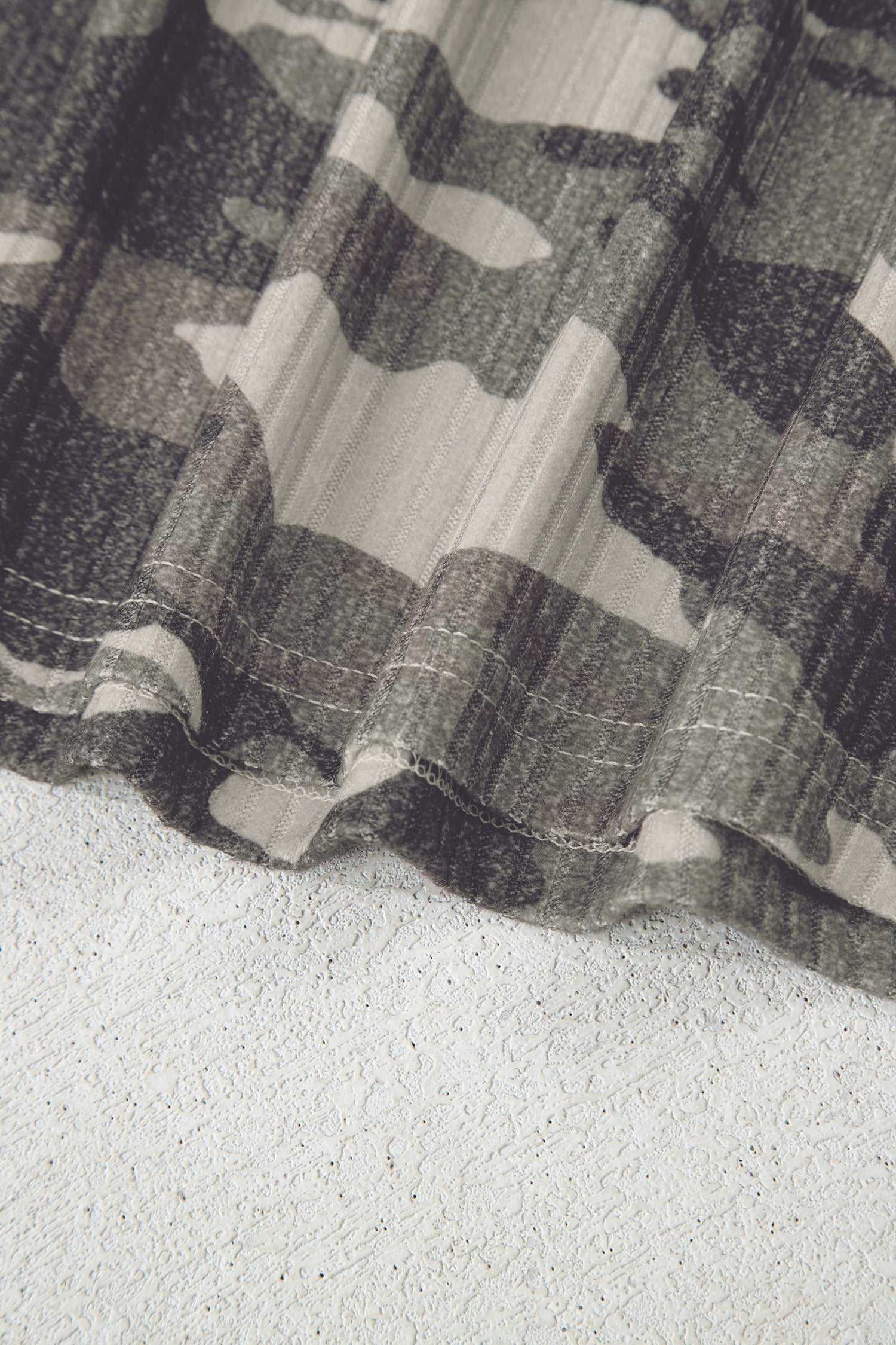 Camo Ribbed Knit Scoop Neck Tank Top