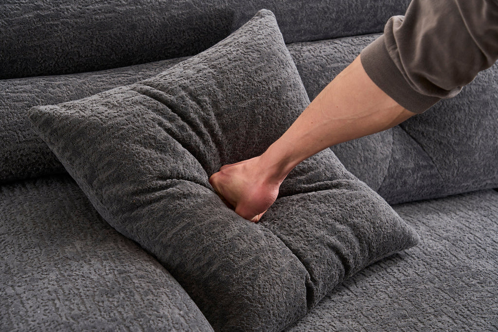 105'' Cloud Sectional Couch with L-Shape Chaise,Modern Modular Sofa with Deep Seat, Boneless Sofa for Living Room Bedroom,No Assembly Required,Grey.