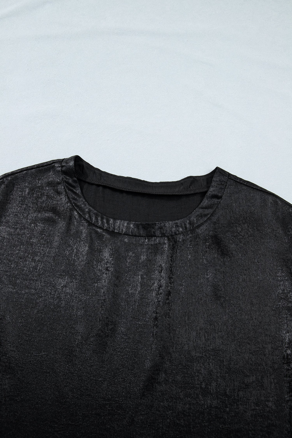 Metallic Round Neck Cap Sleeve Tee