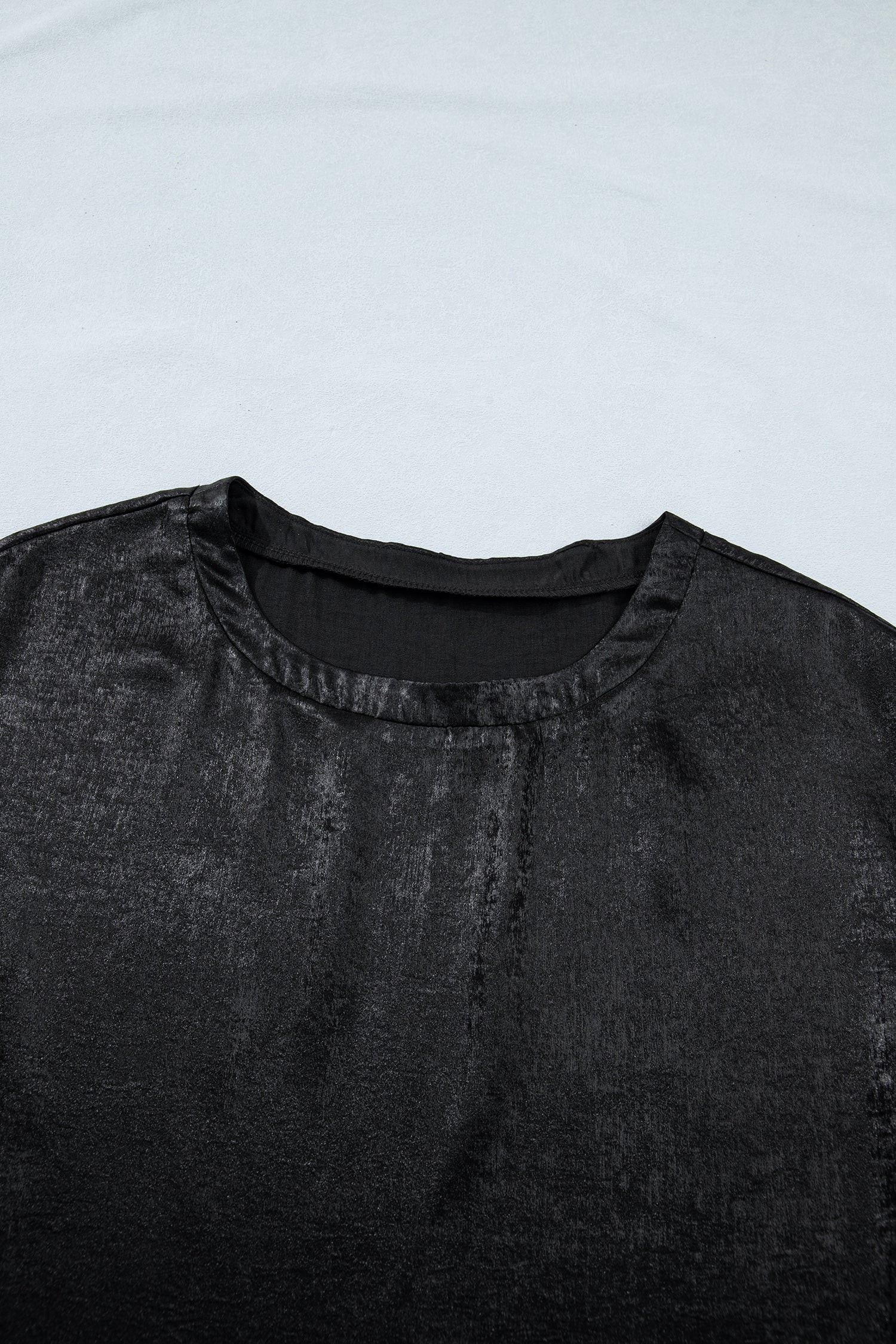 Metallic Round Neck Cap Sleeve Tee