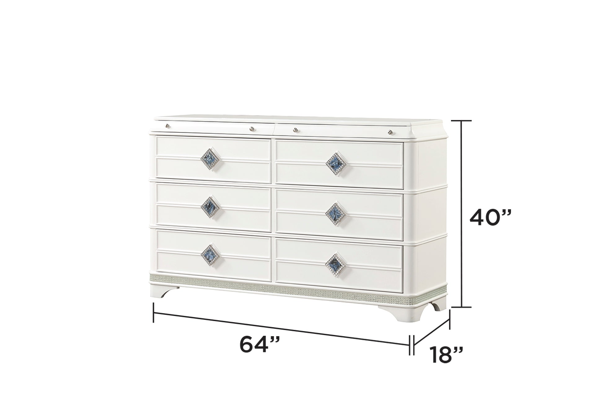 Laguna Modern Style 5 Pc Queen Upholstered Bedroom Set Made with Wood and Crystal Accents in White(CA INVENTORY)