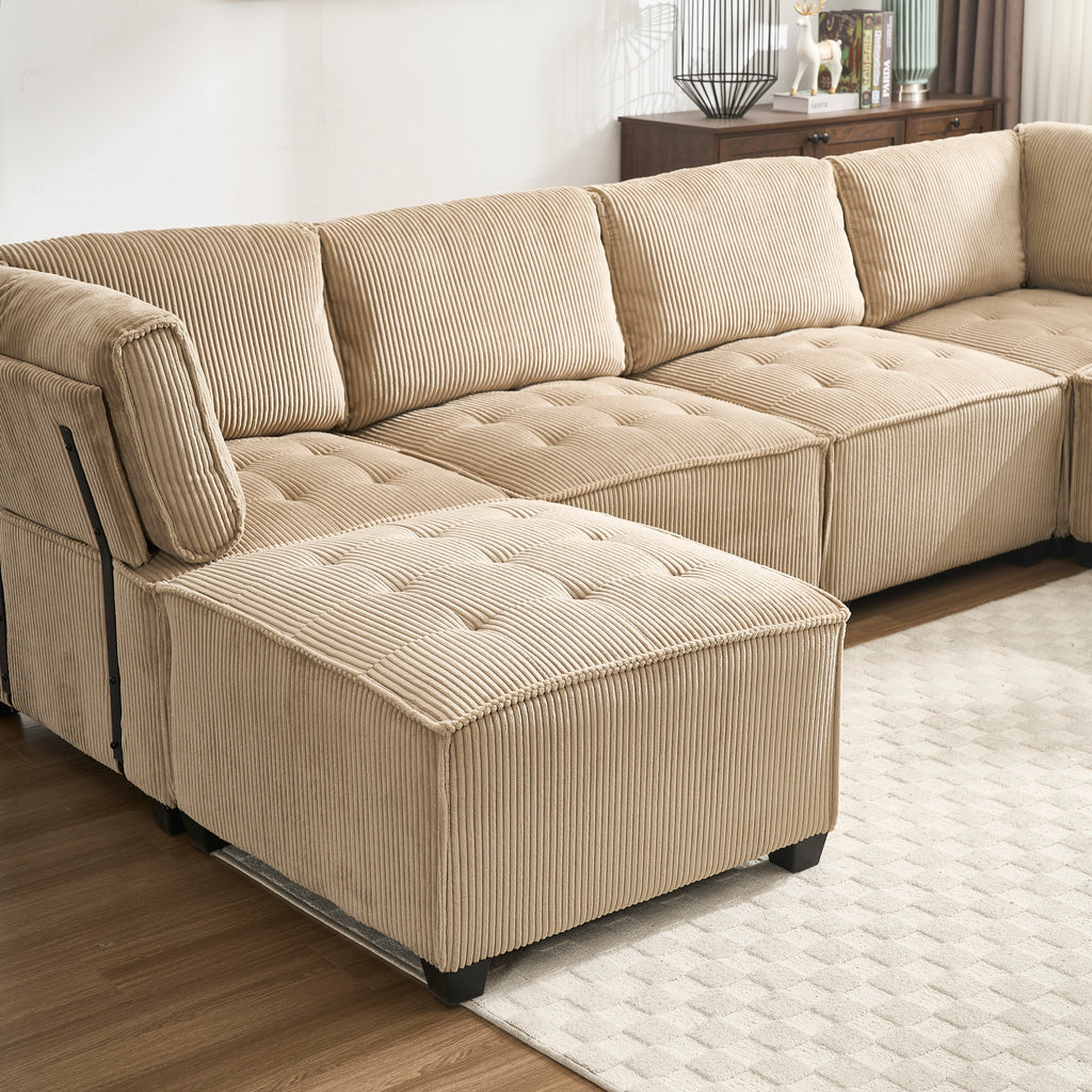 UNITED WE WIN Modular Sectional Sofa U Shaped Modular Couch with Reversible Chaise Modular Sofa Sectional Couch,6- Seat Convertible Sofa,Fit for Living Room