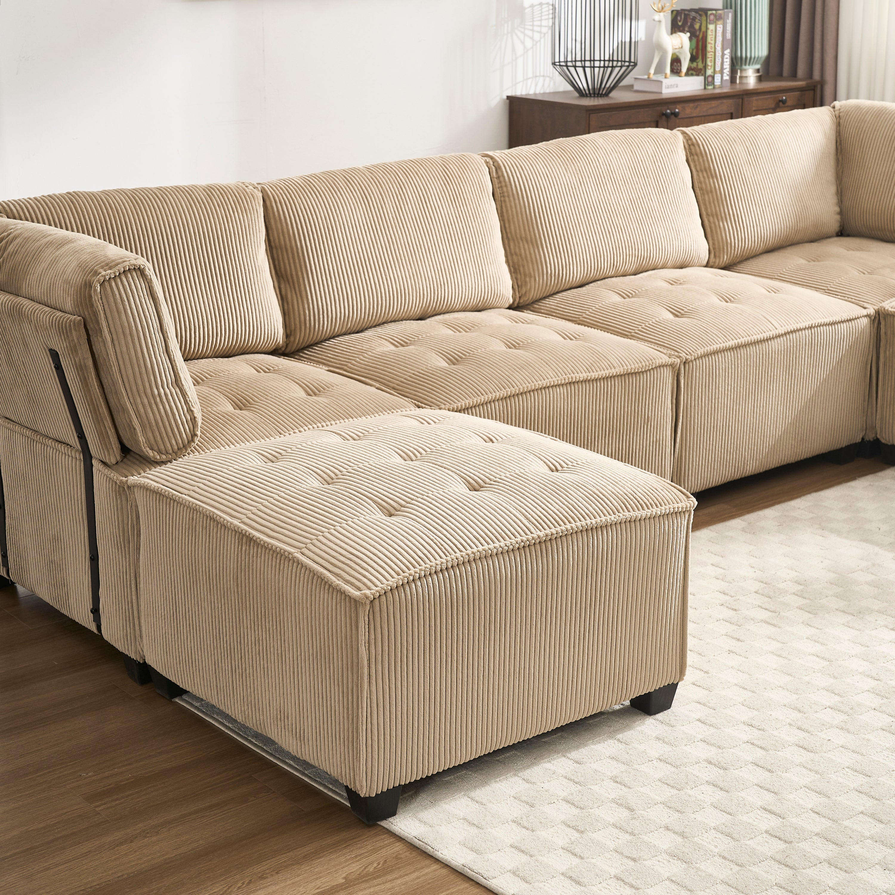 UNITED WE WIN Modular Sectional Sofa U Shaped Modular Couch with Reversible Chaise Modular Sofa Sectional Couch,6- Seat Convertible Sofa,Fit for Living Room