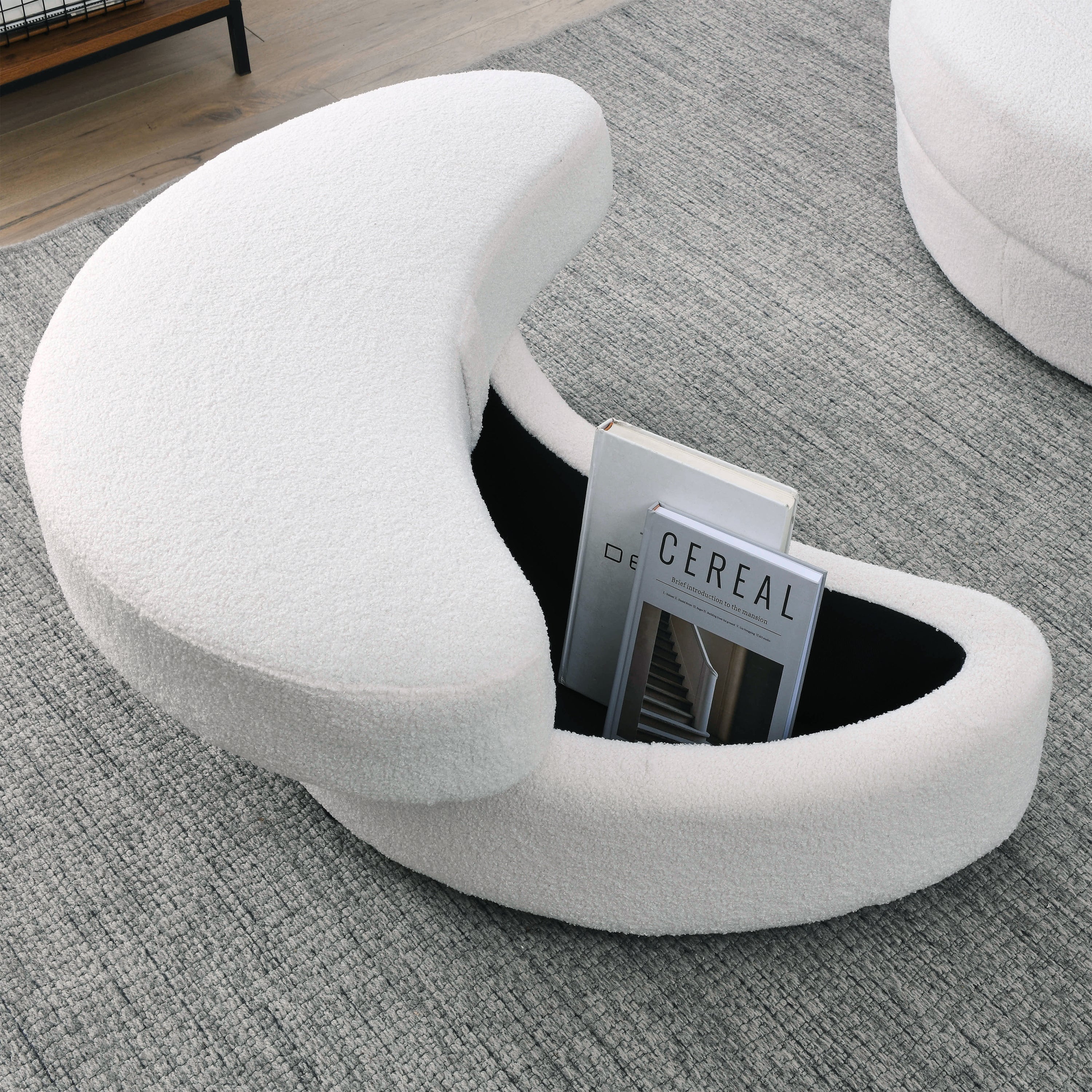 [Video] Welike Swivel Accent Barrel Modern Sofa Lounge Club Big Round Chair with Storage Ottoman TEDDY Fabric for Living Room Hotel with Pillows. *2PCS,Teddy White (Ivory)