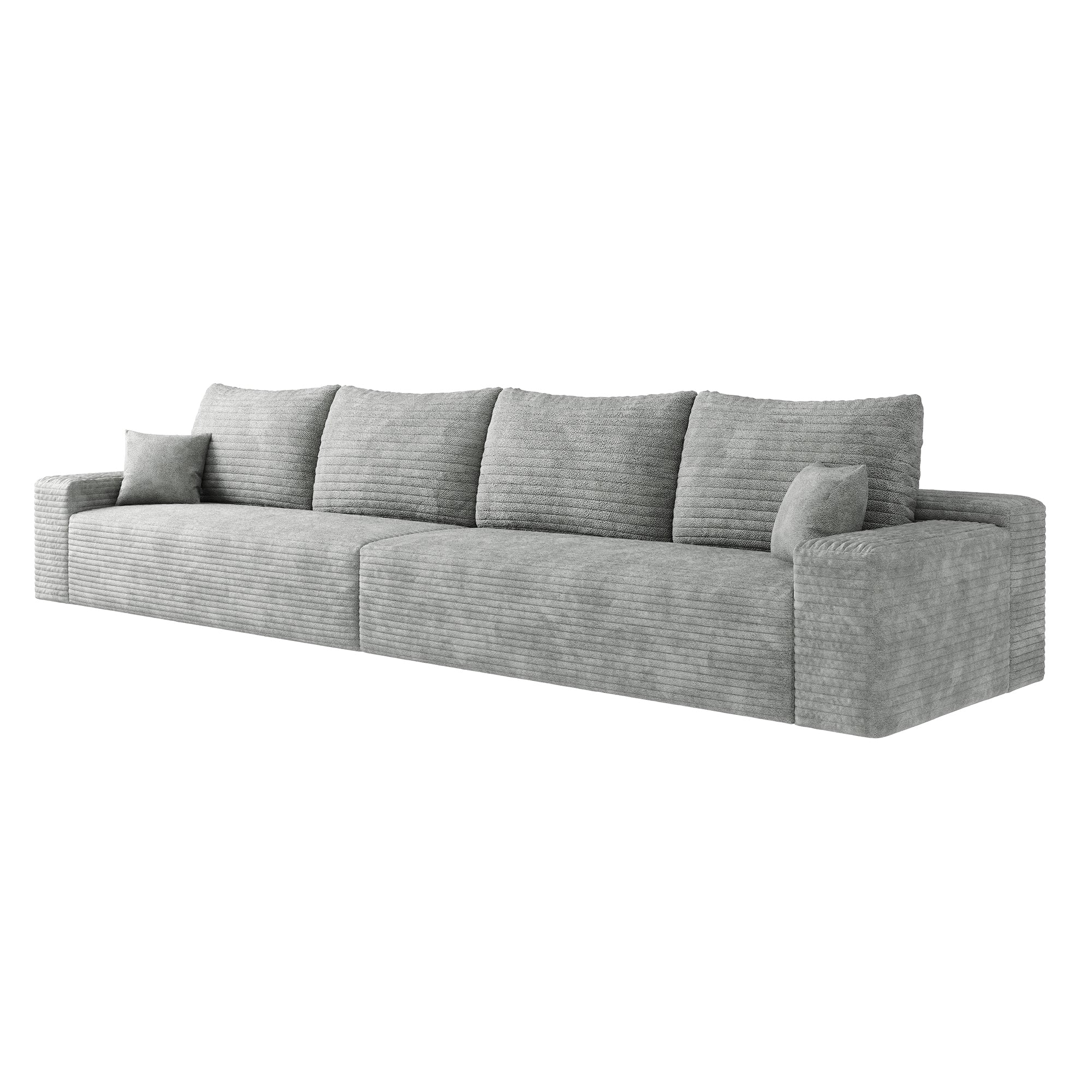 140' Cloud Sectional Couch,Modern Modular Sofa with Deep Seat, Upholstered Couches for Living Room Bedroom,No Assembly Required,Grey(Plush Corduroy Fabric)