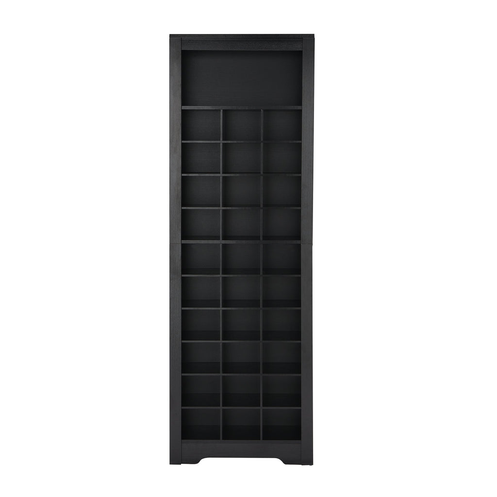 ON-TREND Stylish Design 30 Shoe Cubby Console, Contemporary Shoe Cabinet with Multiple Storage Capacity, Free Standing Tall Cabinet with Versatile Use for Hallway,  Bedroom, Black