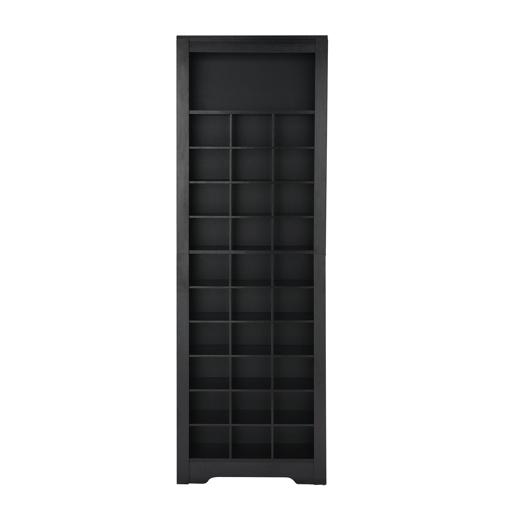 ON-TREND Stylish Design 30 Shoe Cubby Console, Contemporary Shoe Cabinet with Multiple Storage Capacity, Free Standing Tall Cabinet with Versatile Use for Hallway,  Bedroom, Black