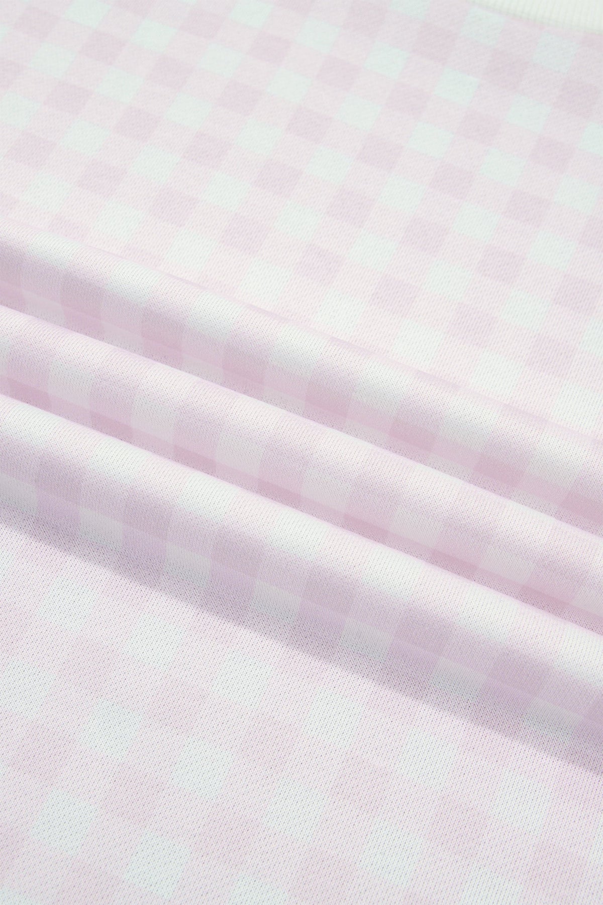 Gingham Round Neck Drop Shoulder Sweatshirt