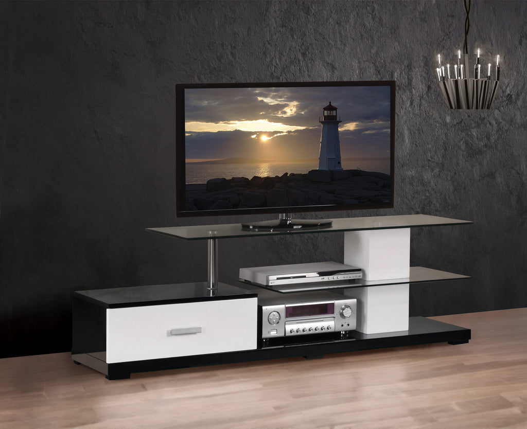 Ivana White & Black Finish TV Stand