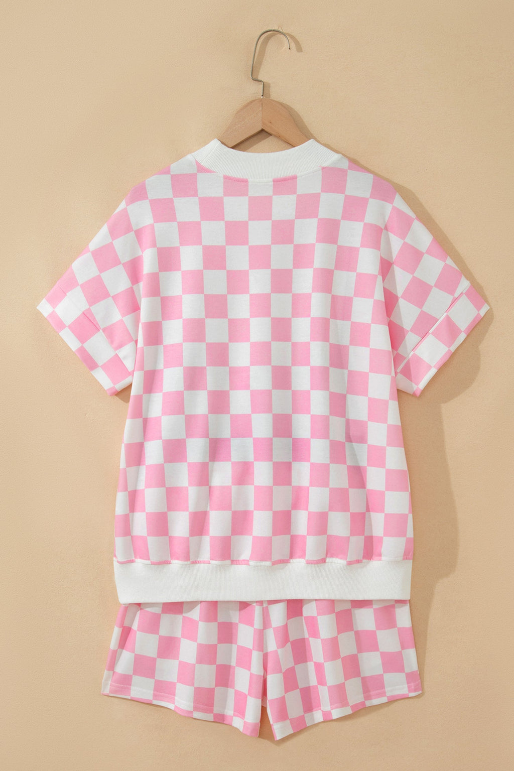 Checker Colorblock Mock Neck Top & Short Set