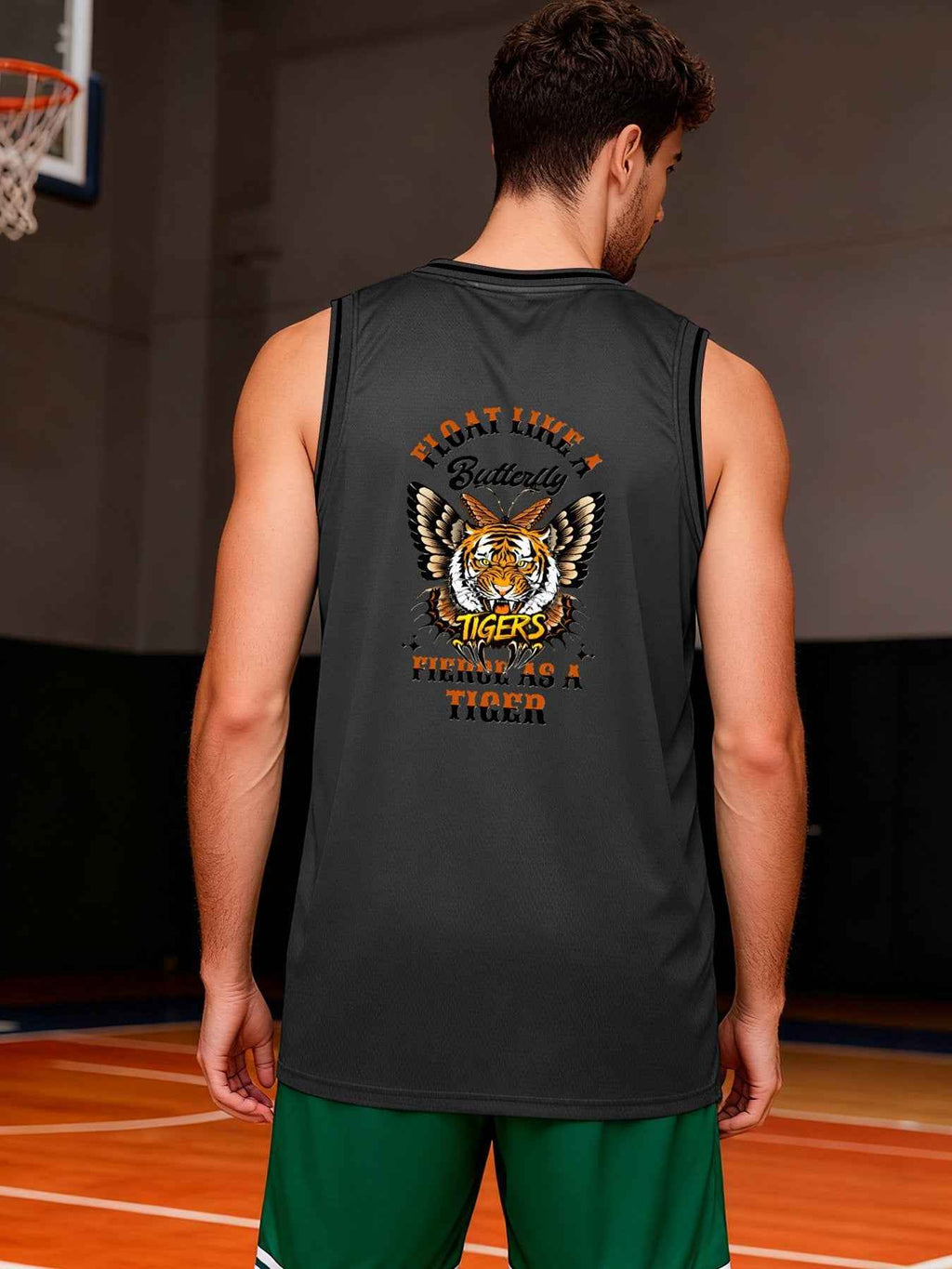 Float Like a Butterfly Fierce as a Tiger Adult Dark Grey Basketball Jersey | Ships From USA