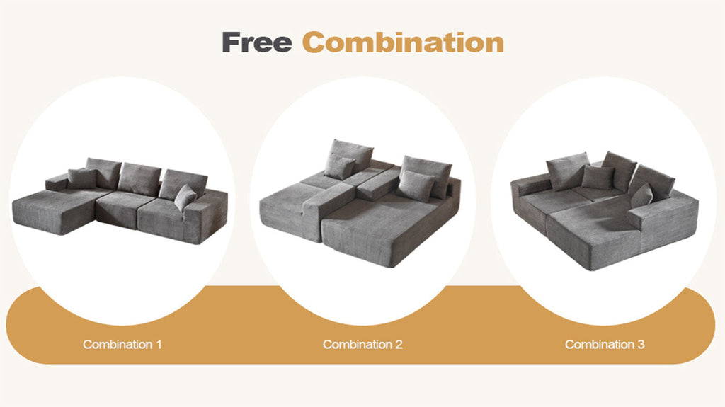 Modular Sectional Sofa with Chaise, Modern L Shaped Cloud Couch with Deep Seat, Sectional Couches for Living Room, Bedroom, Office, No Assembly Required