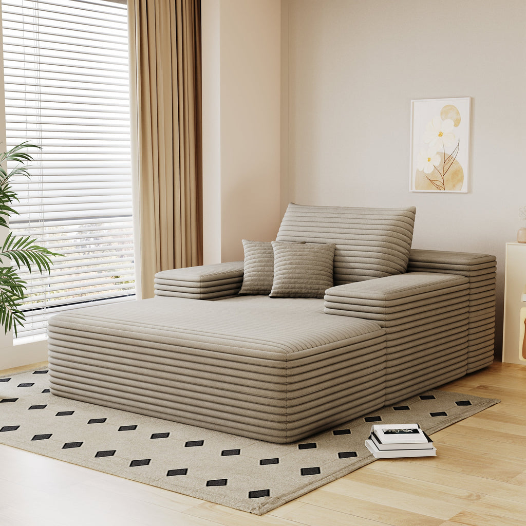 68'*51' Chaise Lounge Chair Indoor, Oversized Upholstered Sofa Bed, Sleeper Couch Reading Chairs Fluffy Plush Faux Fur Cloud Sofas Couches for Living Room,Camel