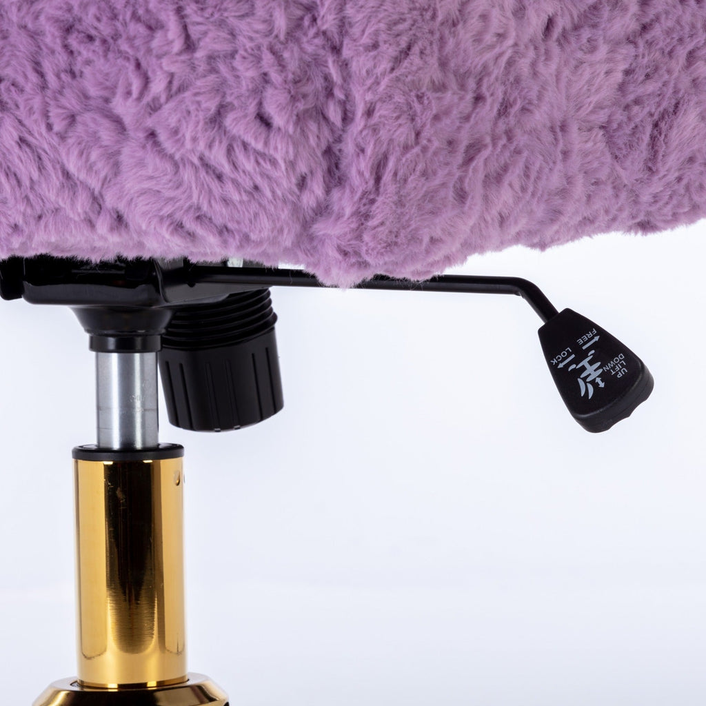A&A Furniture Home Office Chair Violet Velvet with Golden Metal Base Adjustable Swivel