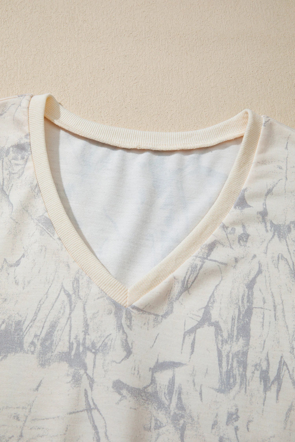 Camo V-Neck Loose Tee & Drawstring Shorts Set