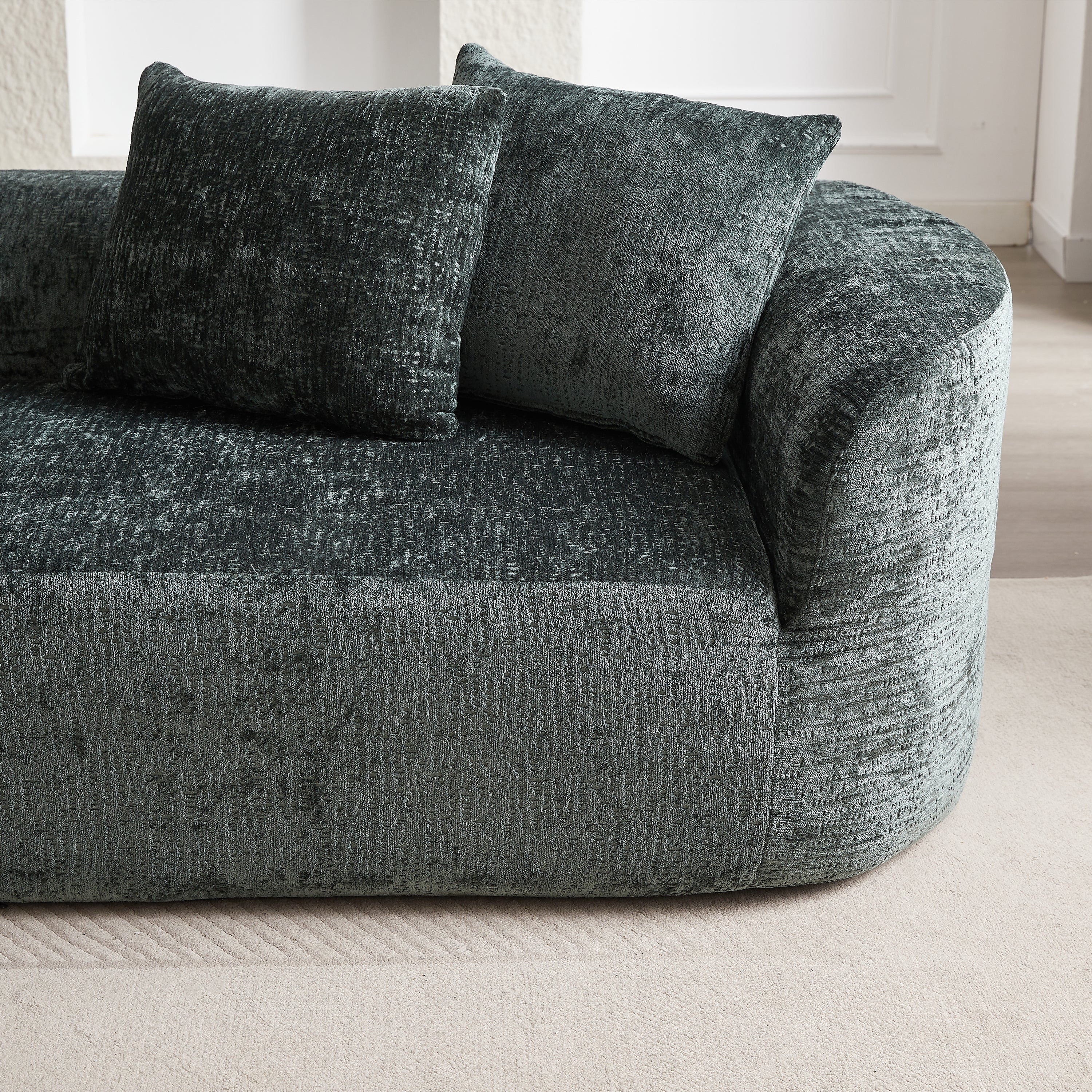 Modern Upholstered Oversized Sectional Sofa, 114-Inch Chenille 4-Seater Extra Deep & Wide Seat Curved Cloud Couch with 4 Throw Pillows, Free Combination Sofa Couch for Living Room,Bedroom