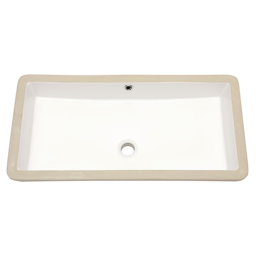 Modern Rectangular Undermount Bathroom Sink With Overflow Ceramic