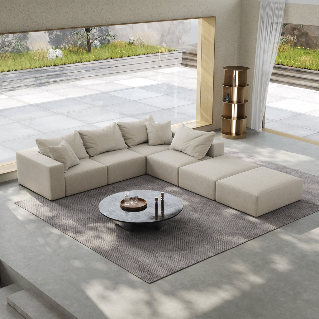 Oversized sponge cloud sofa,Modern Upholstered Sectional Sofa Couch Set,Modular 162' L Shaped Sectional Living Room Sofa Set With 6 Pillows,Free Combination Sofa Couch for Living Room,Bedroom