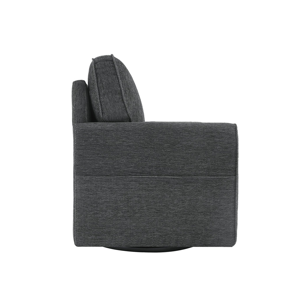 360° Swivel Chair Accent Barrel Armchair with Side Pockets, Grey Chenille, Compact Design for Living Room, Bedroom, Office