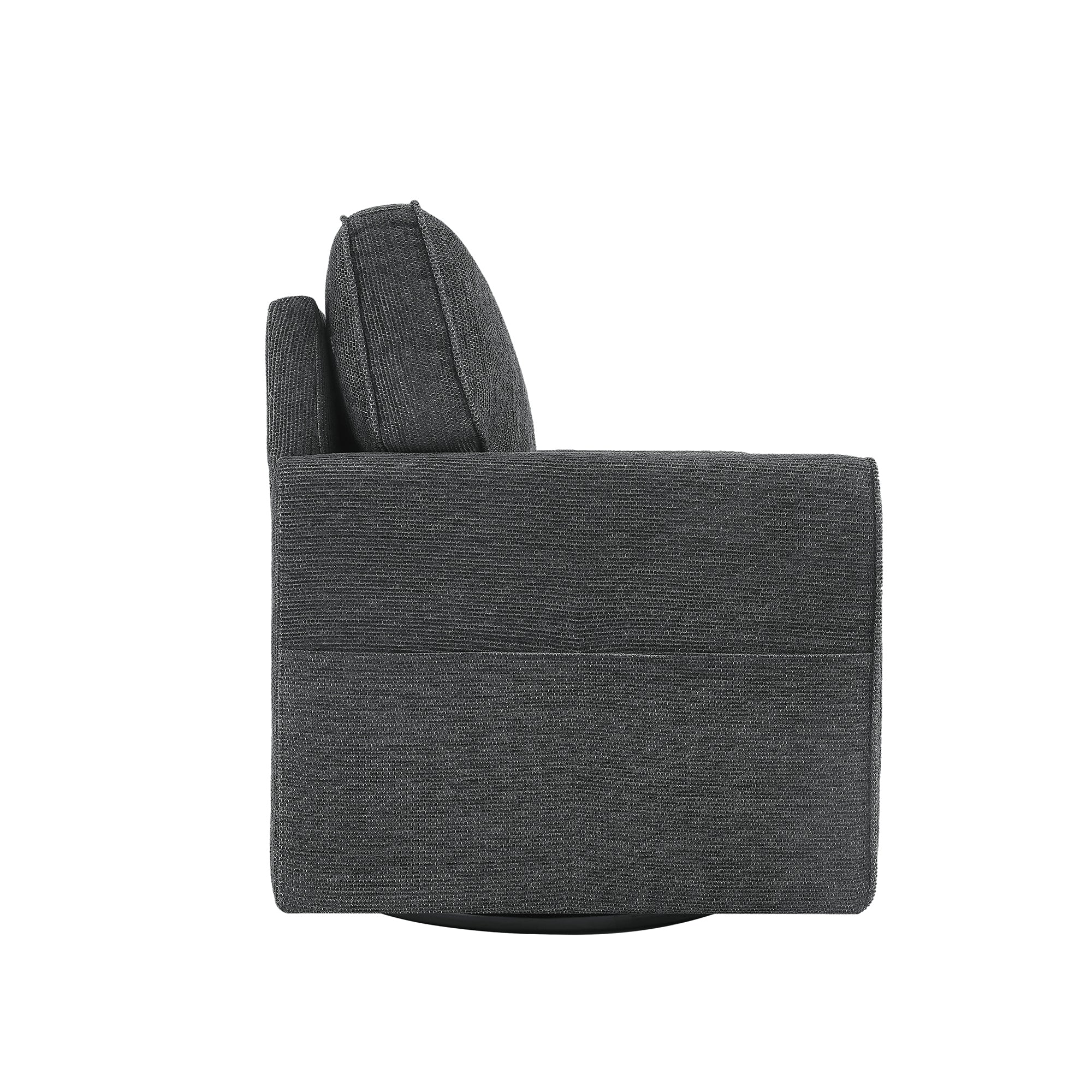 360° Swivel Chair Accent Barrel Armchair with Side Pockets, Grey Chenille, Compact Design for Living Room, Bedroom, Office