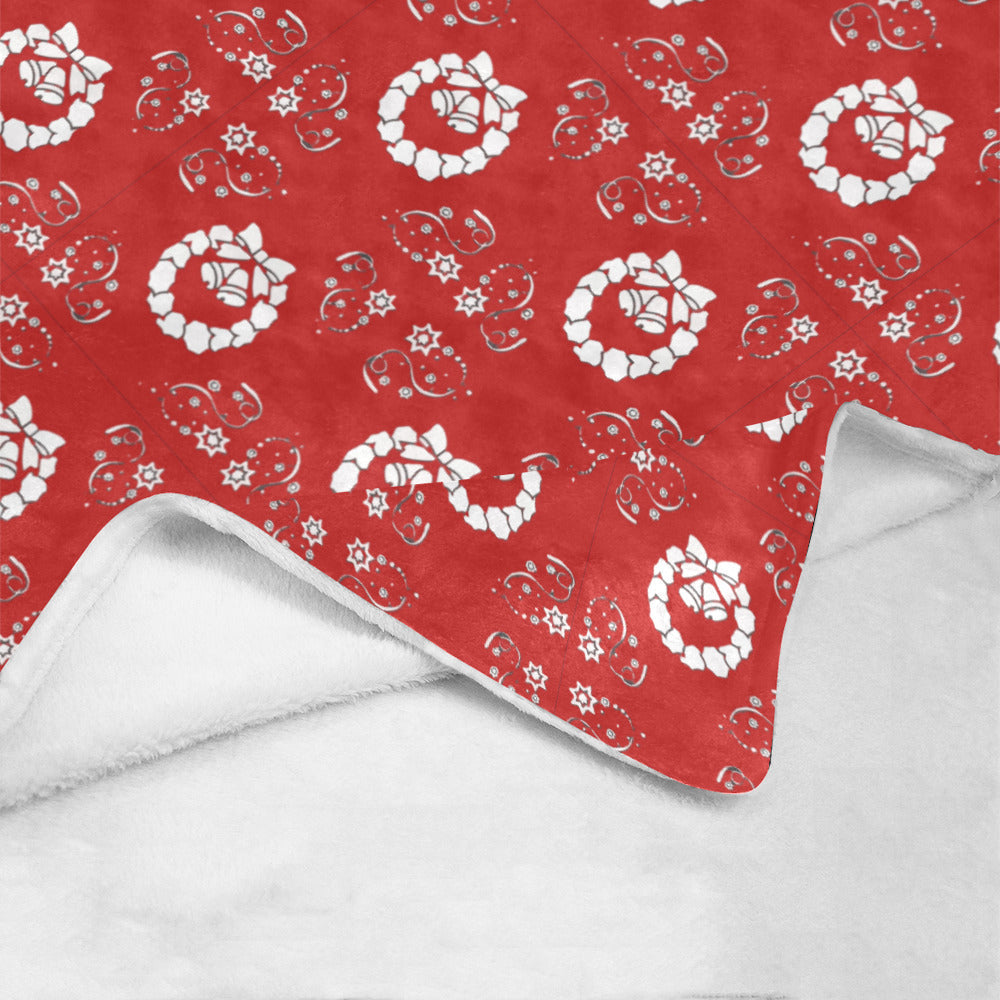 Christmas Wreathes on Red Ultra-Soft Micro Fleece Blanket 50" x 60" (Made in USA)