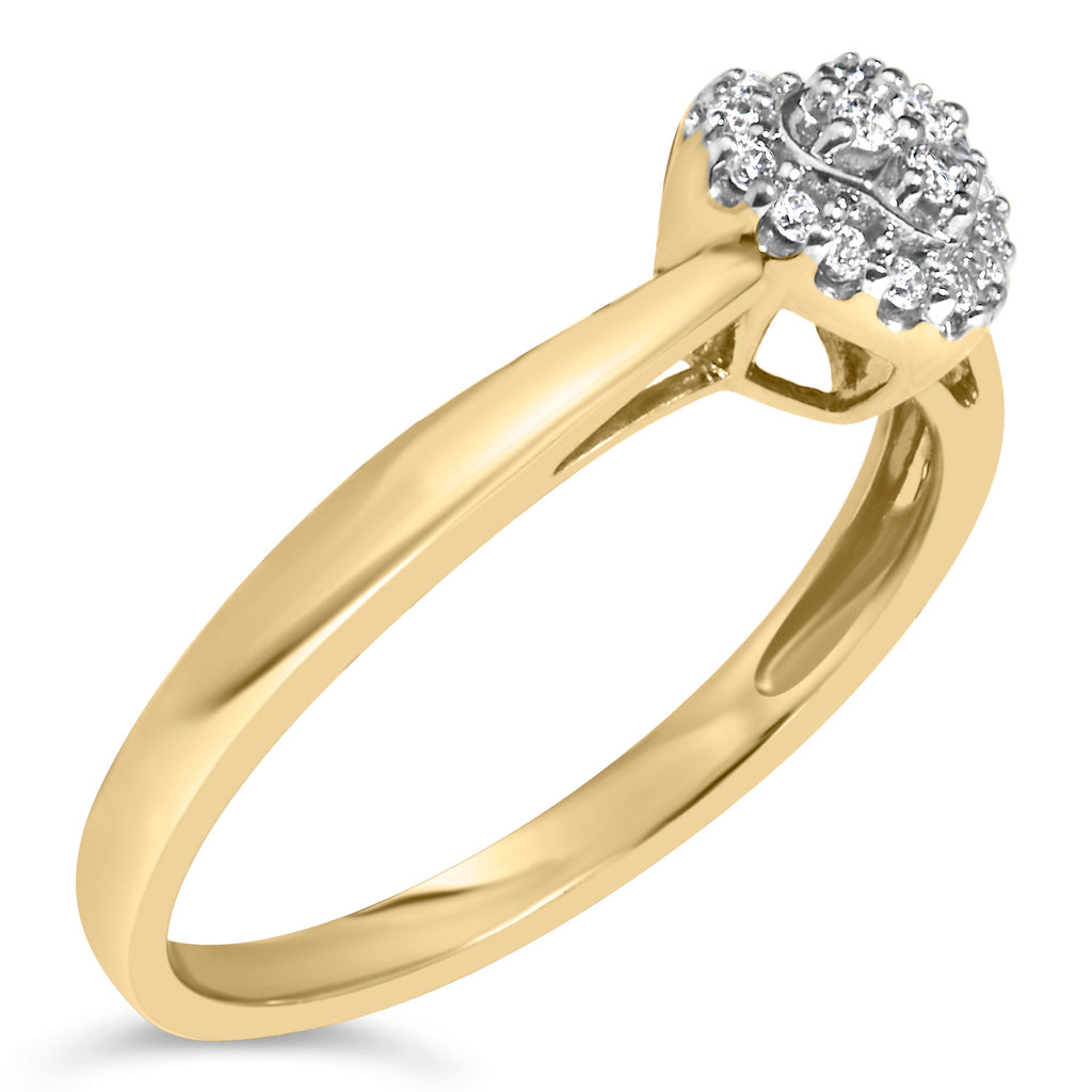 14K Yellow Gold Plated .925 Sterling Silver 1/10 Cttw Round-Cut Diamond Heart Engagement Ring (I-J Color, I3 Clarity) - Size 7
