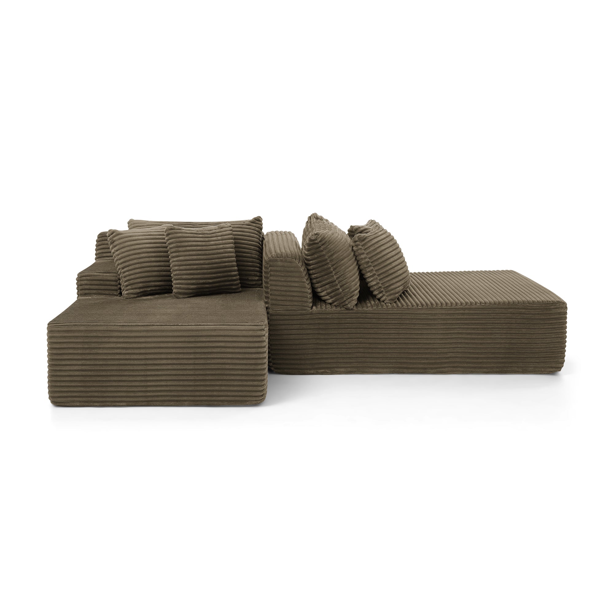 Two-seater lazy sofa lounge chair,Compressed sofa no assembly required, made of velvet fabric, fluffy modern lounge chair, used for indoor living rooms and bedrooms-Brown