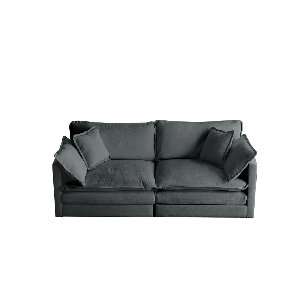 Modern Fabric Loveseat Sofa Couch for Living Room, Upholstered Large Size Deep Seat 2-Seat Sofa with 4 Pillows ,Gray Chenille