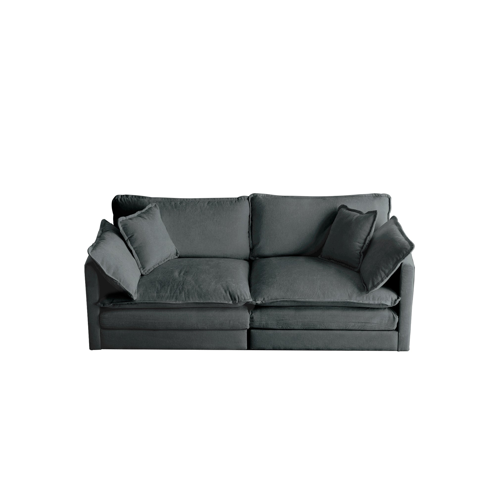 Modern Fabric Loveseat Sofa Couch for Living Room, Upholstered Large Size Deep Seat 2-Seat Sofa with 4 Pillows ,Gray Chenille