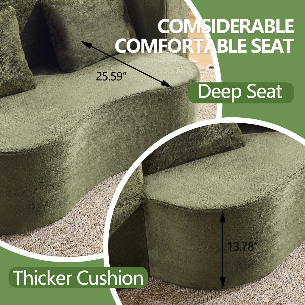 71-inch folding sofa bed, plush futon sofa bed, high-density foam convertible sofa bed, folding floor sofa bed for living room, guest room, bedroom, green