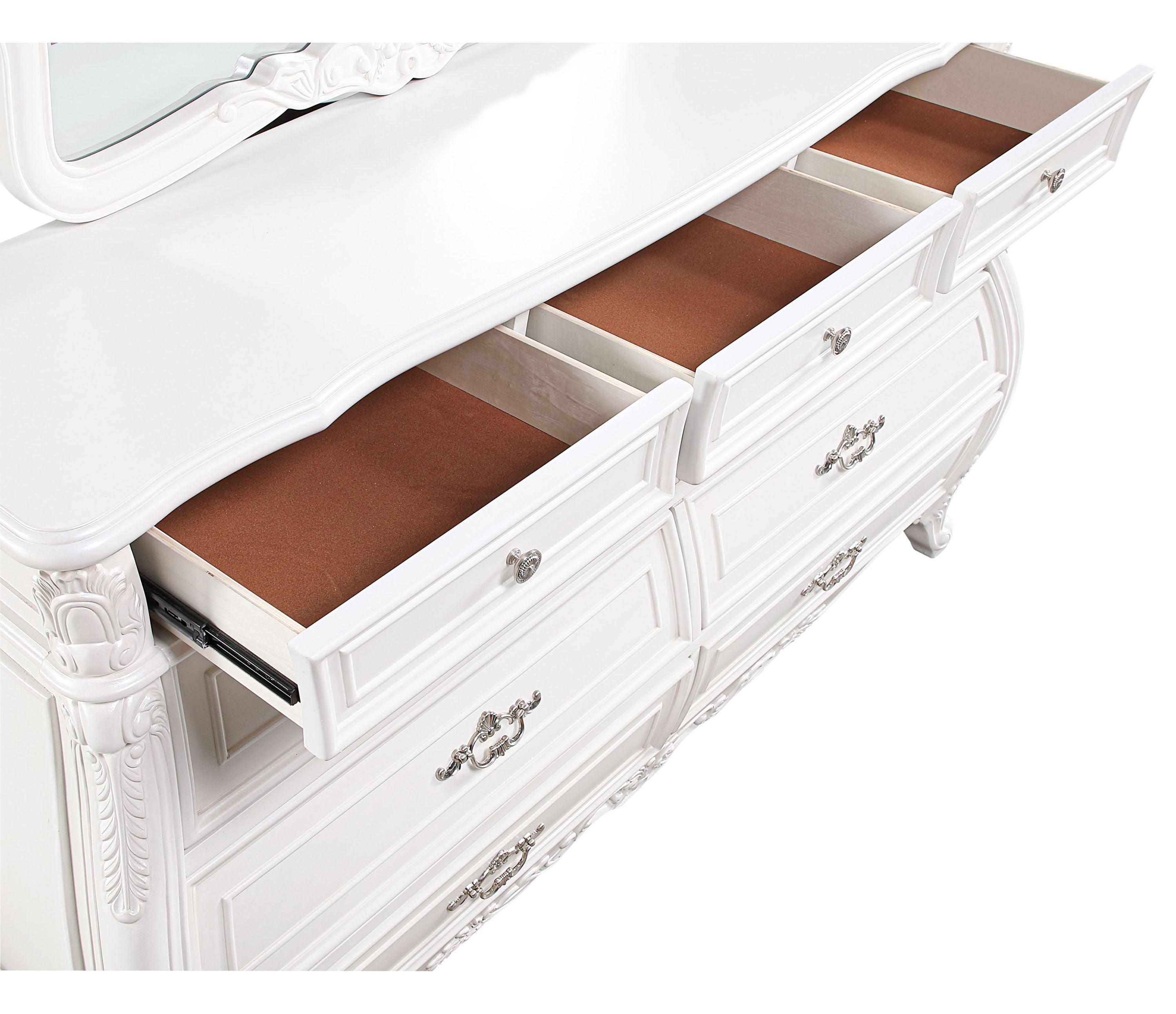 Opulence Modern Style 5 Pc Queen Bedroom Set Made with Wood in Pearl White