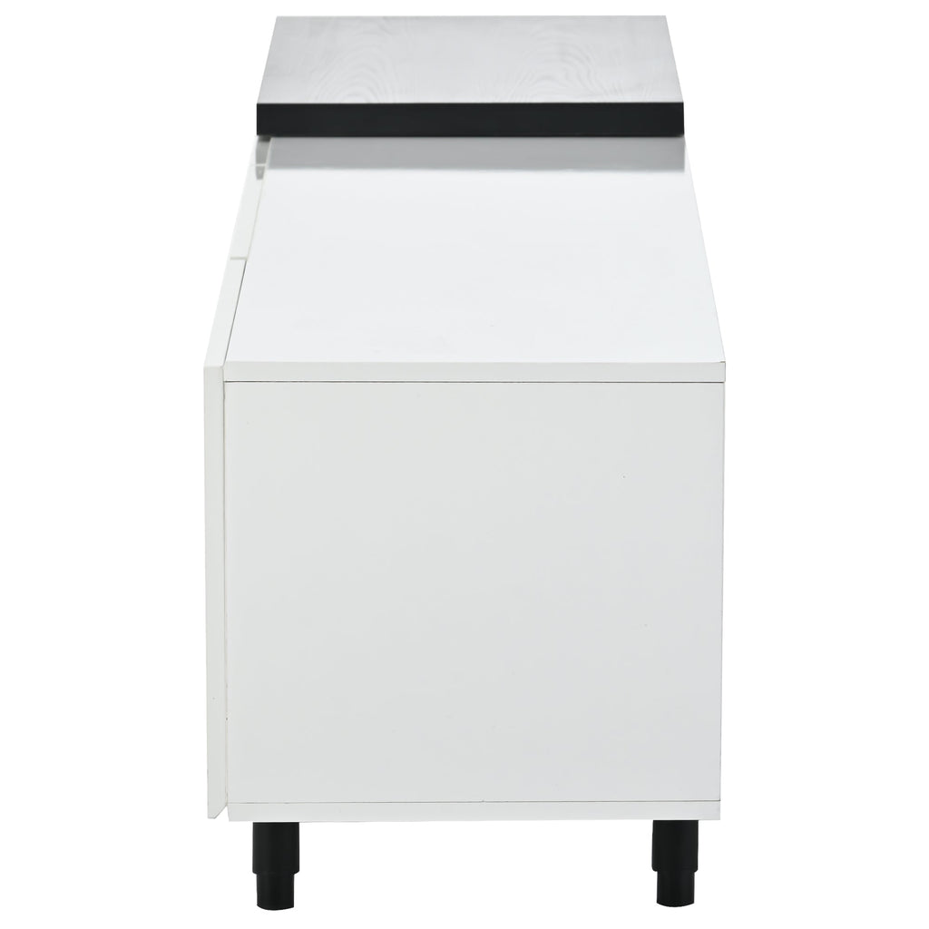 U-Can  70.1''-100'' Modern Stylish ExtendableTV Stand  TV Cabinet for 80+inch TV, Black+White (Old SKU: WF299723AAK)