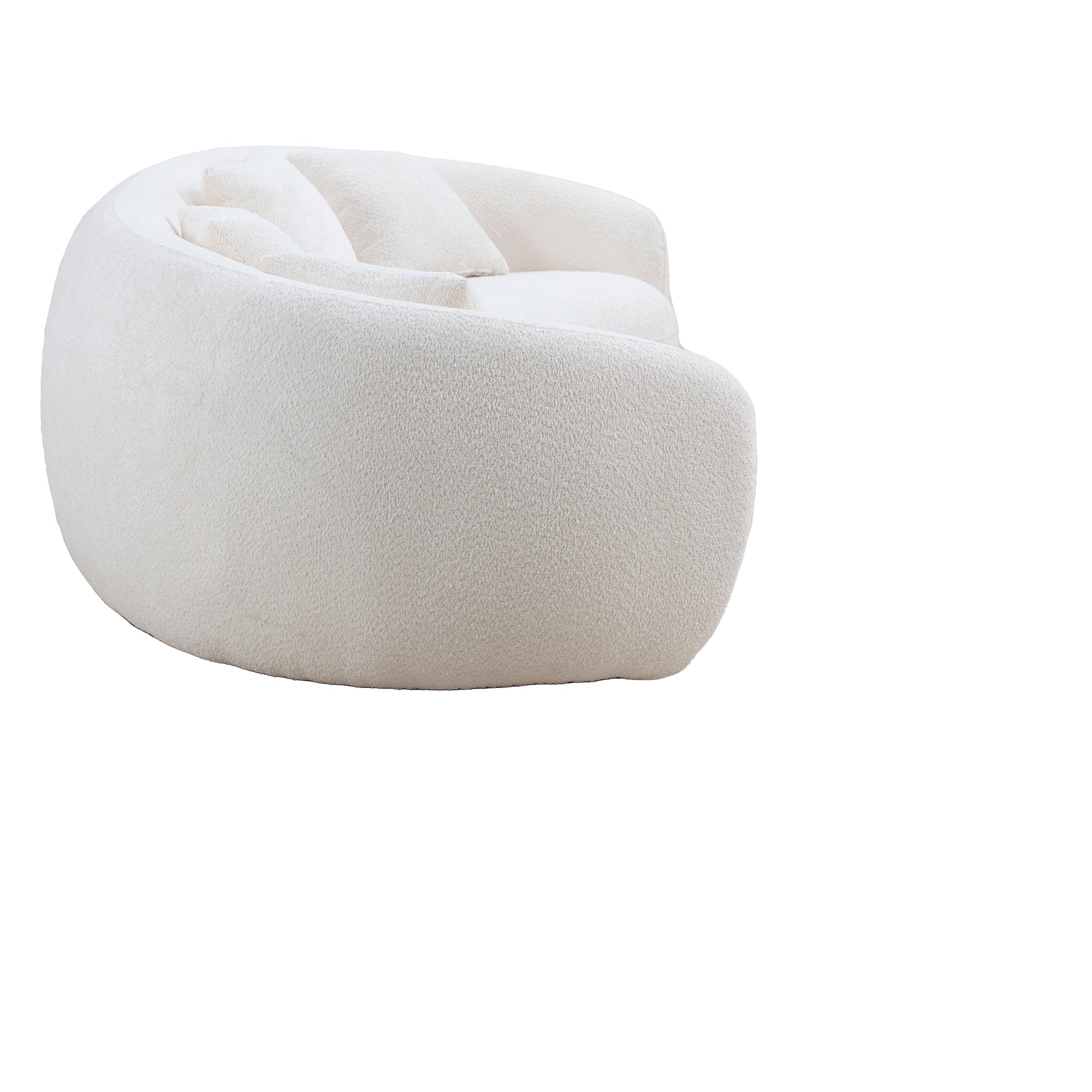 102'' 5-Seater Boucle Sofa Modern Sectional Half Moon Leisure Couch Curved Sofa Teddy Fleece Velet  WHITE