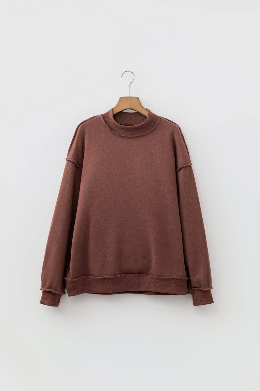 Solid Reversible Mock Neck Oversized Sweatshirt