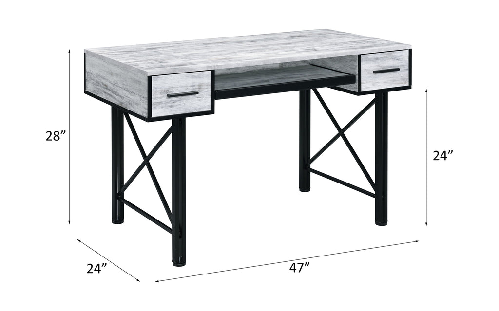 Settea Antique White & Black Finish Computer Desk
