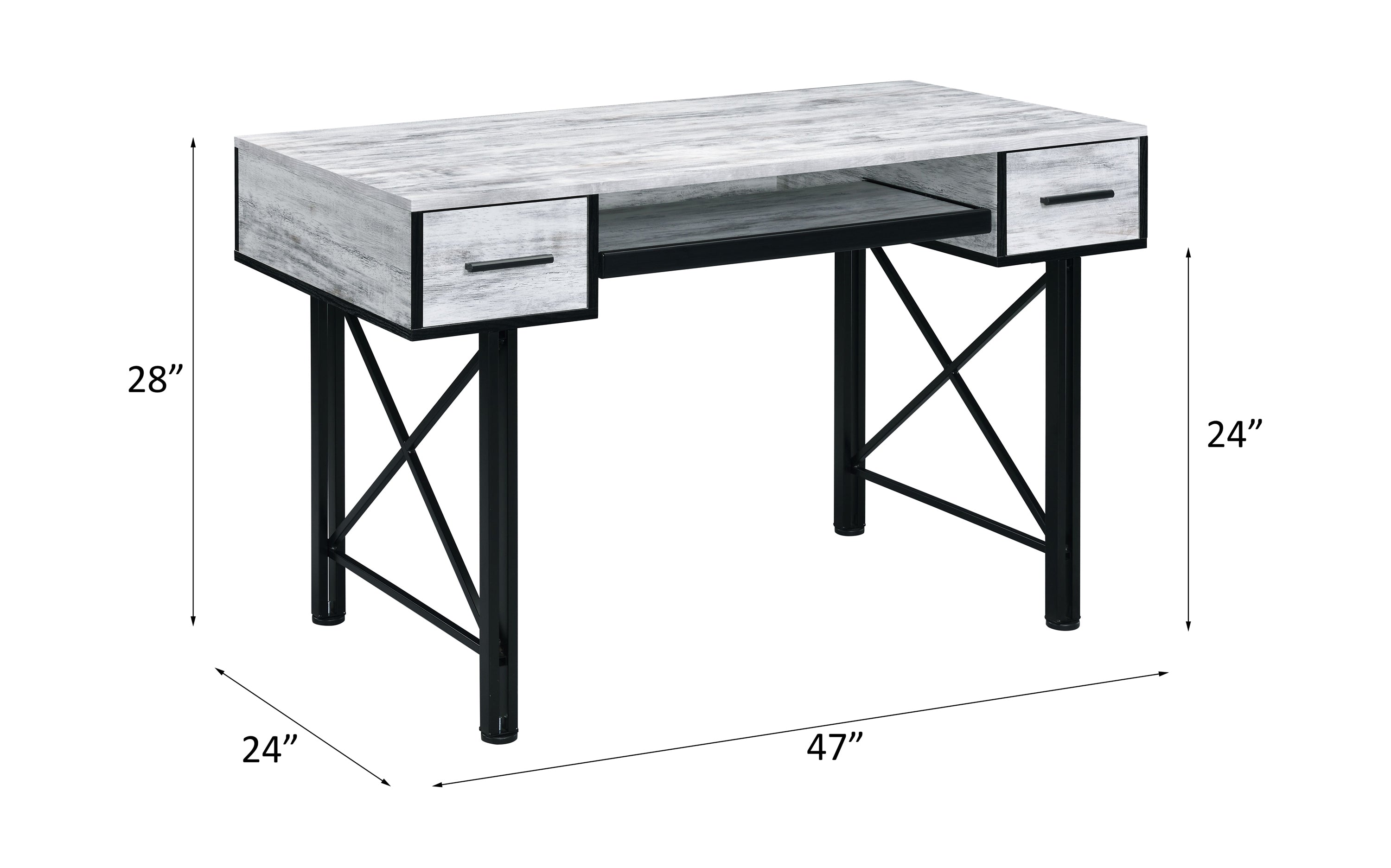 Settea Antique White & Black Finish Computer Desk