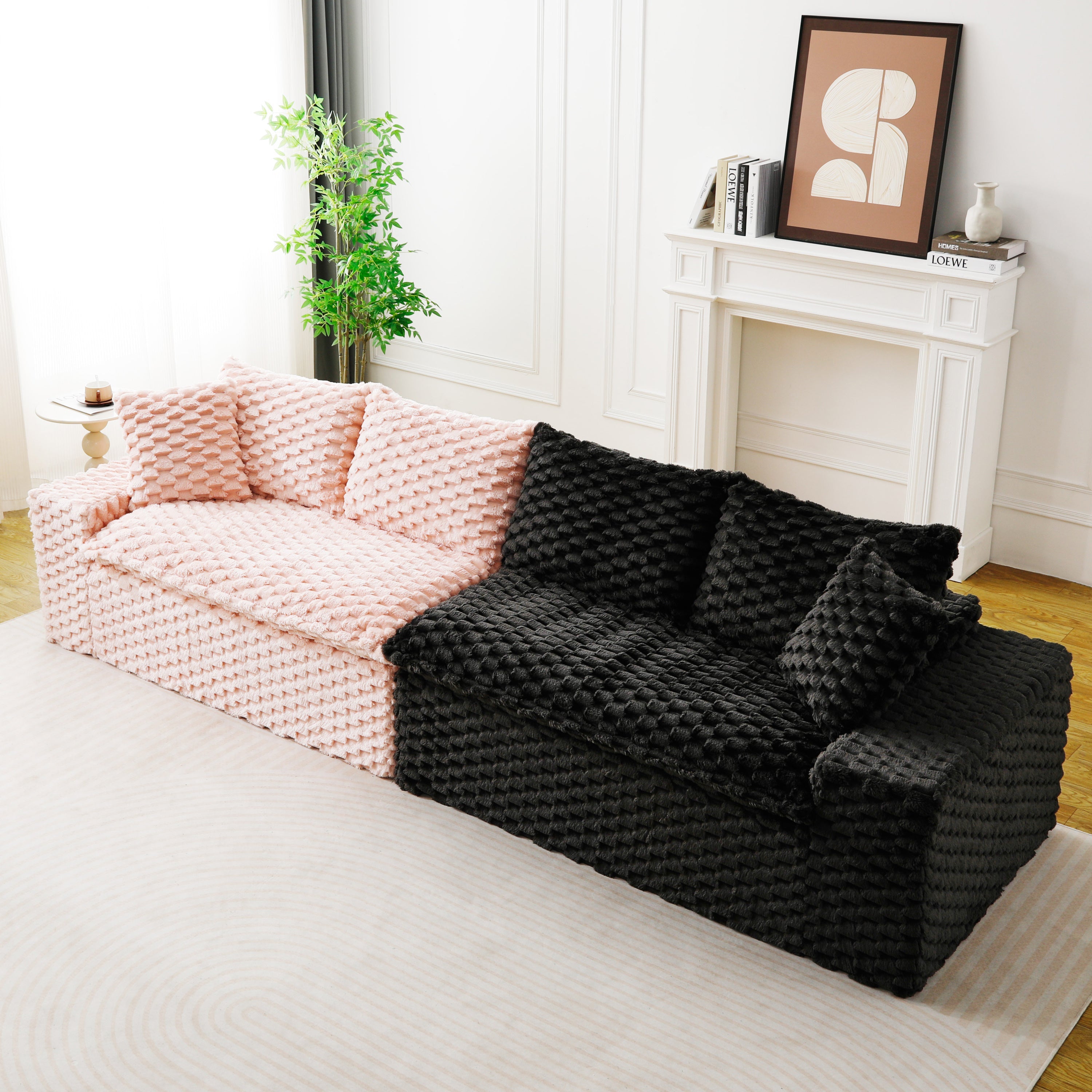 Luxury Color-Block Turtle Velvet Multifunctional Sofa - Arrangeable in Single Row, Side-by-Side or Facing Each Other, Stylish Living Room Furniture for Cozy Home Decor