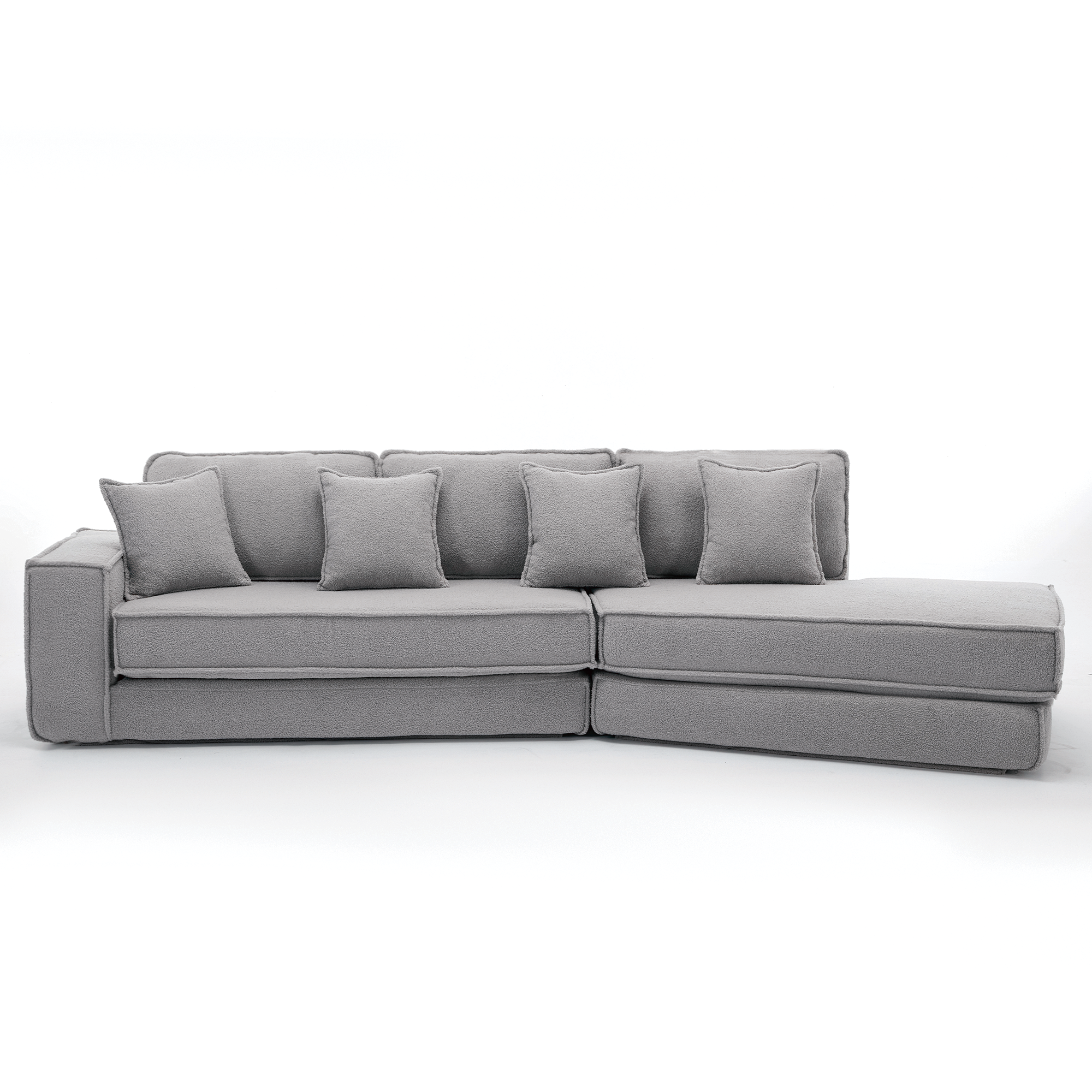 [NEW ARRIVED] [VIDEO PROVIDED]  Folding Convertible Out Sleeper Sofa Bed,2-in-1,  Combination Convertible Sofa,3 seat, Upholstered,Fold Out Floor Gaming Sofa Bed , Lamb Velvet Fabric,Living Room, Gray