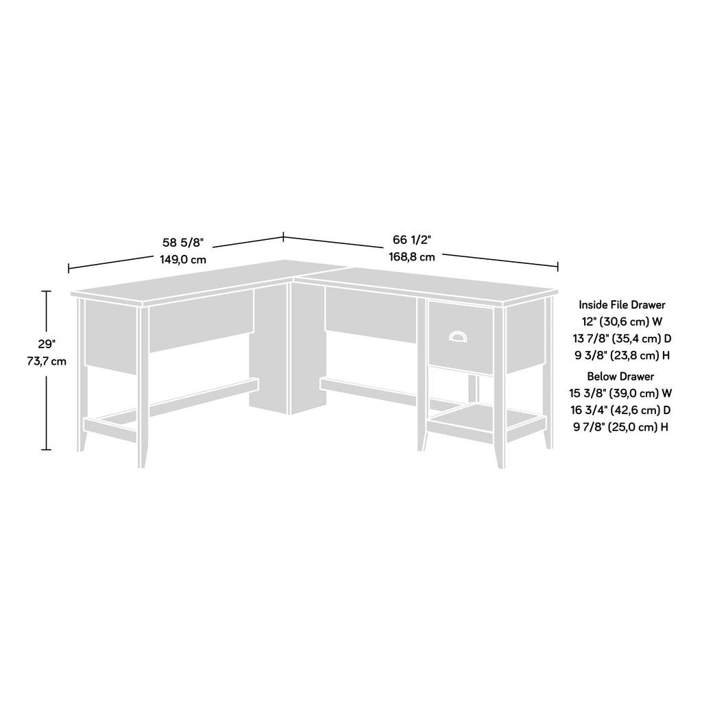 L-Shaped Desk, Brown finish
